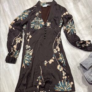 Trina Turk Brown Floral Mini Dress